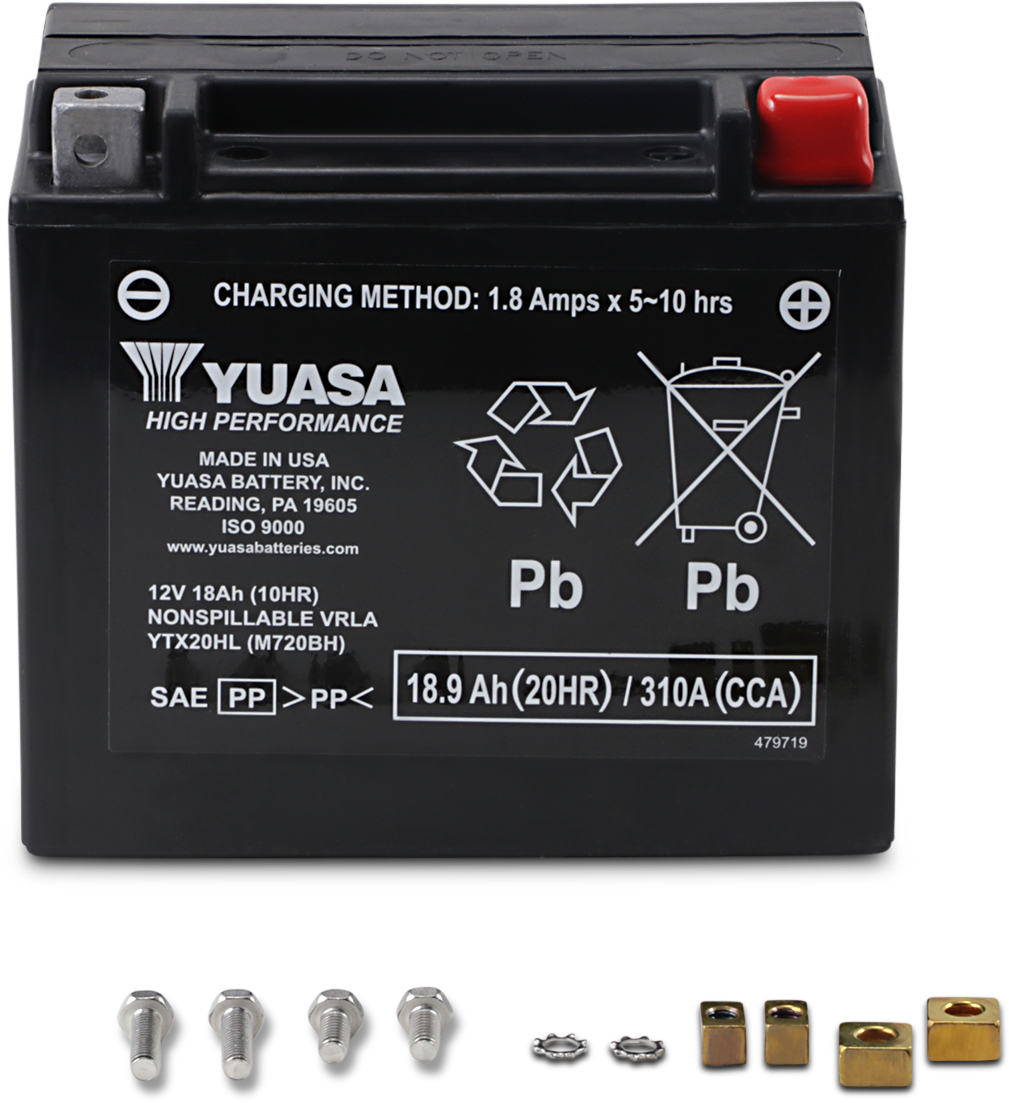 Yuasa YTX20HL Factory Activated AGM High Performance Battery