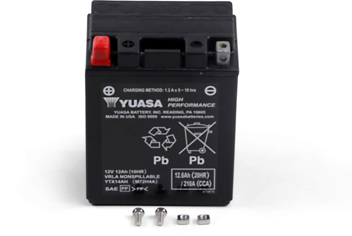Yuasa YTX14AH Factory Activated AGM High Performance Battery