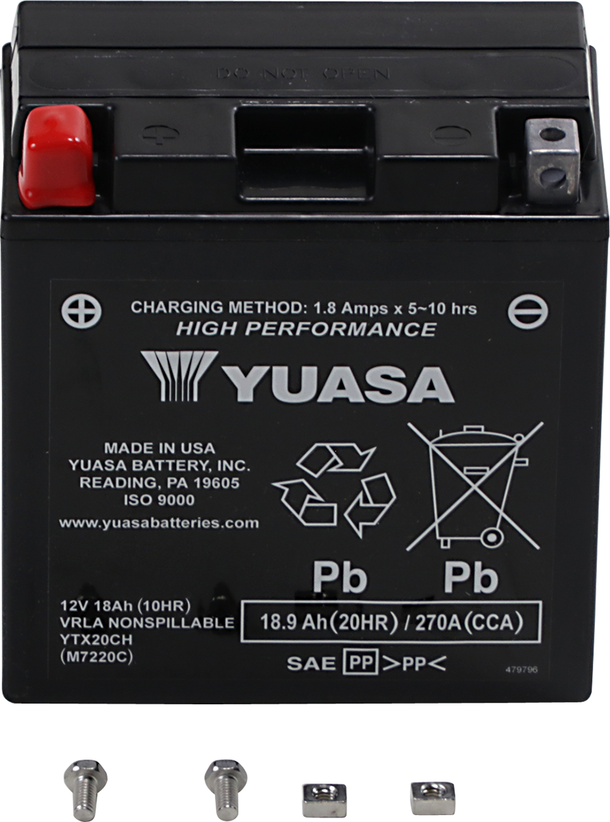 Yuasa YTX20CH Factory Activated AGM High Performance Battery