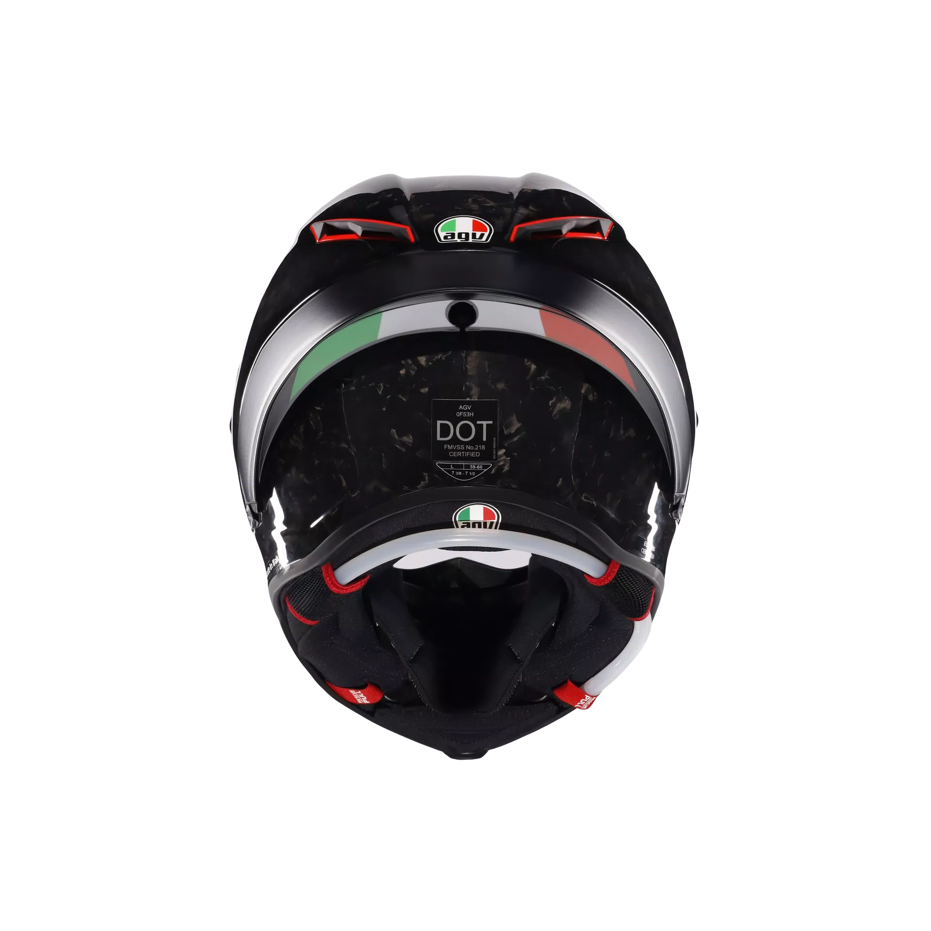 agv pista carbon fiber helmet enabling you to choose the ideal thickness in the upper part of the head PISTA GP RR PERFORMANTE CARBON/RED