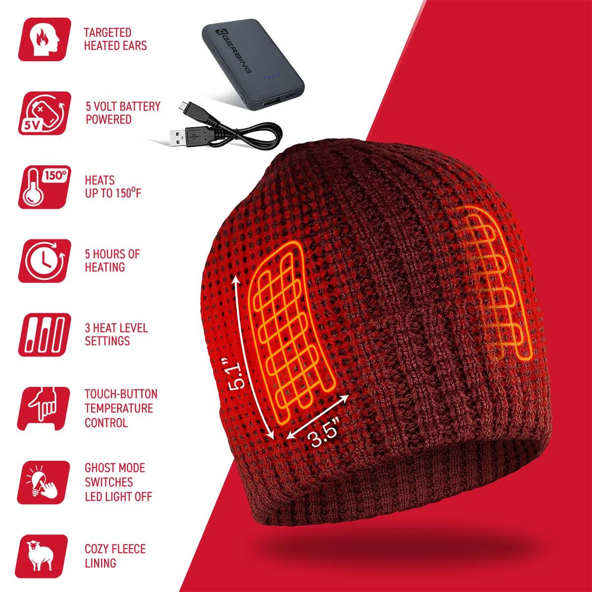 Gerbing 5V Heated Waffle Knit Hat