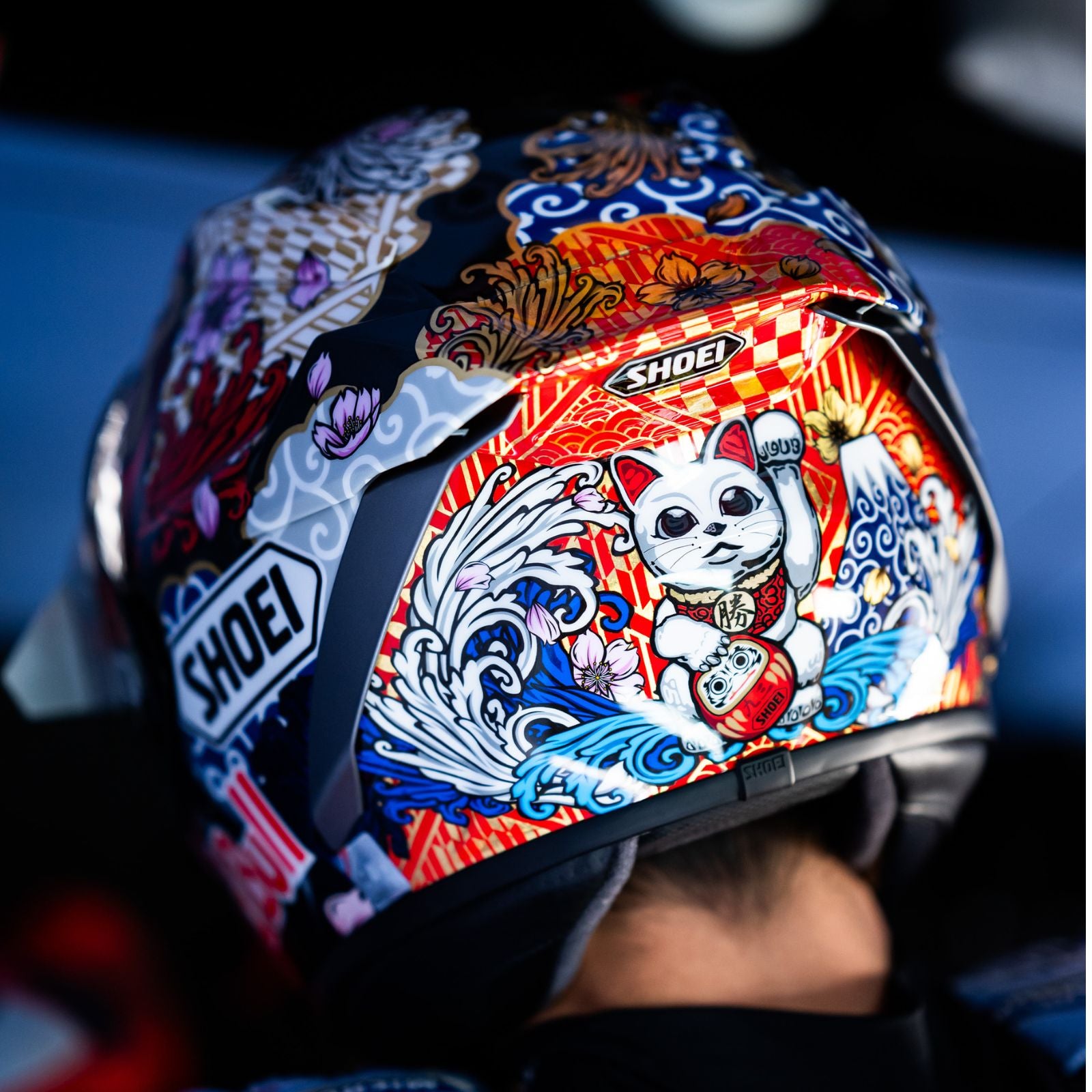 blue and white shoei helmet Shoei X-15 Marquez Motegi 5 Helmet — Motorcycle Gear
