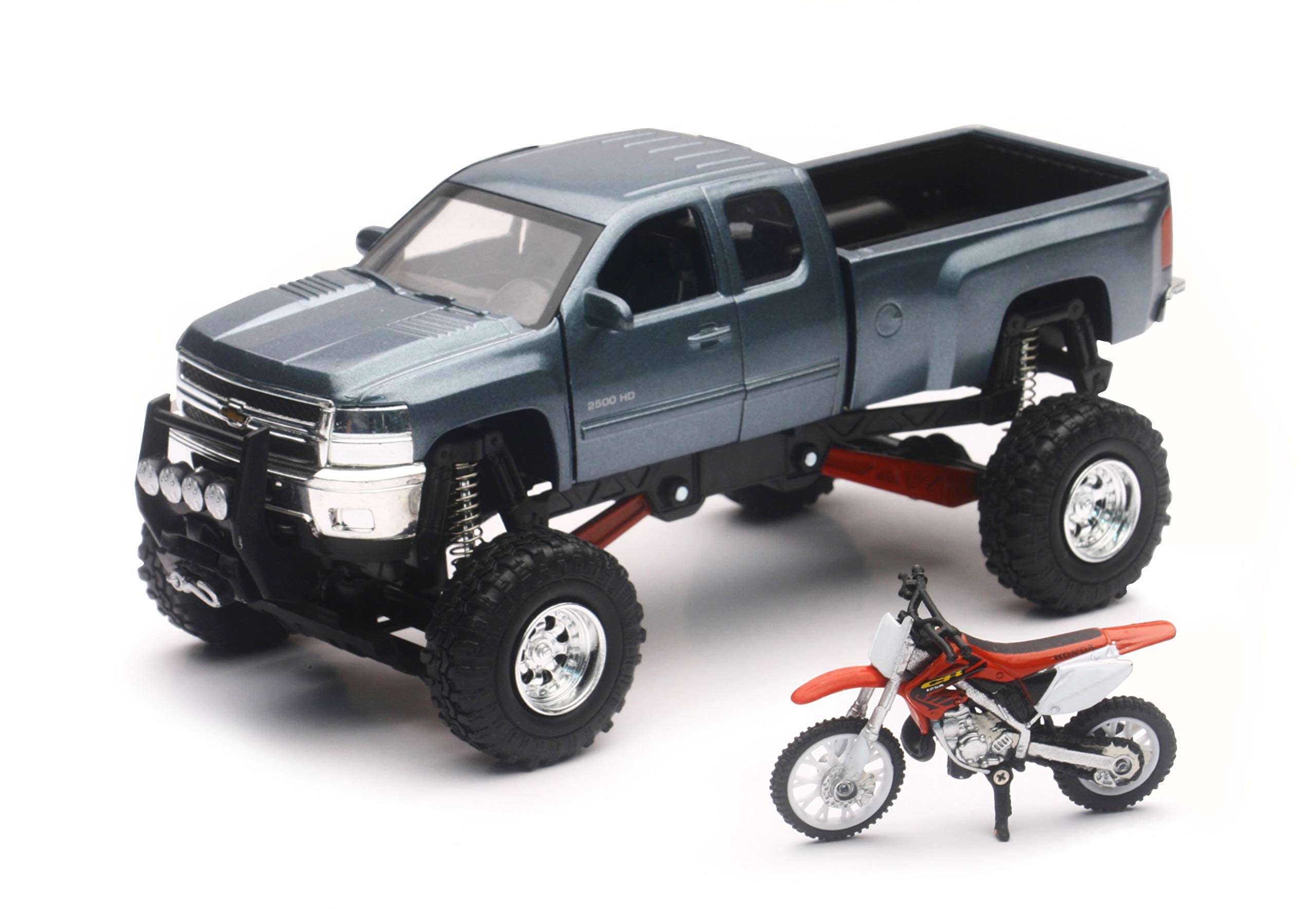 New Ray Toys Chevrolet Silverado Offroad Pick Up w/ Honda Dirt Bike