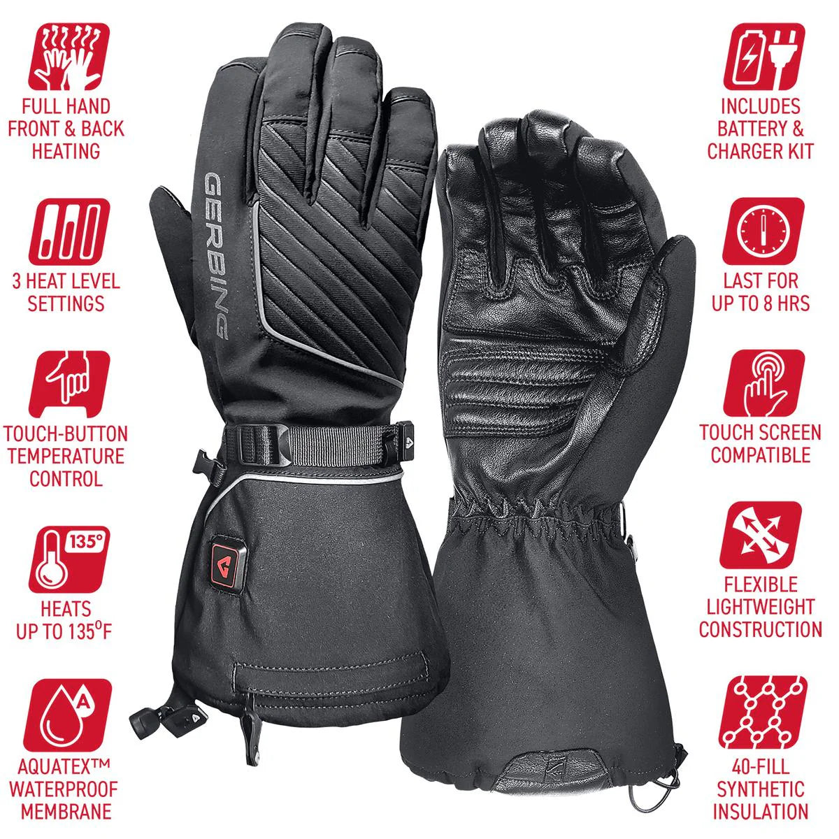 Gerbing 7 V Atlas Ultra-Flex Battery Heated Gloves for Women