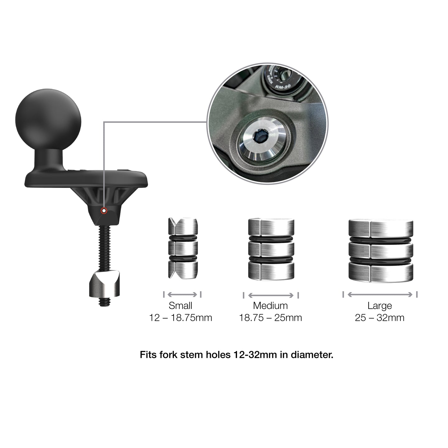 Ram Mount Fork Stem Wedge Ball Base