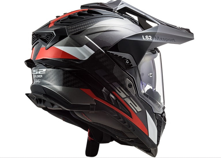 68cm bike helmet LS2 Explorer Carbon Frontier Helmet - Titanium/Red