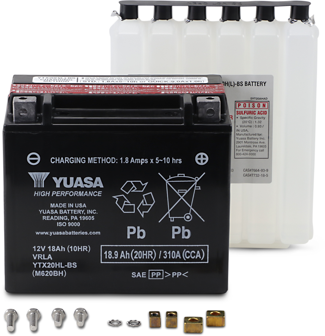 Yuasa YTX20HL-BS High Performance AGM Battery