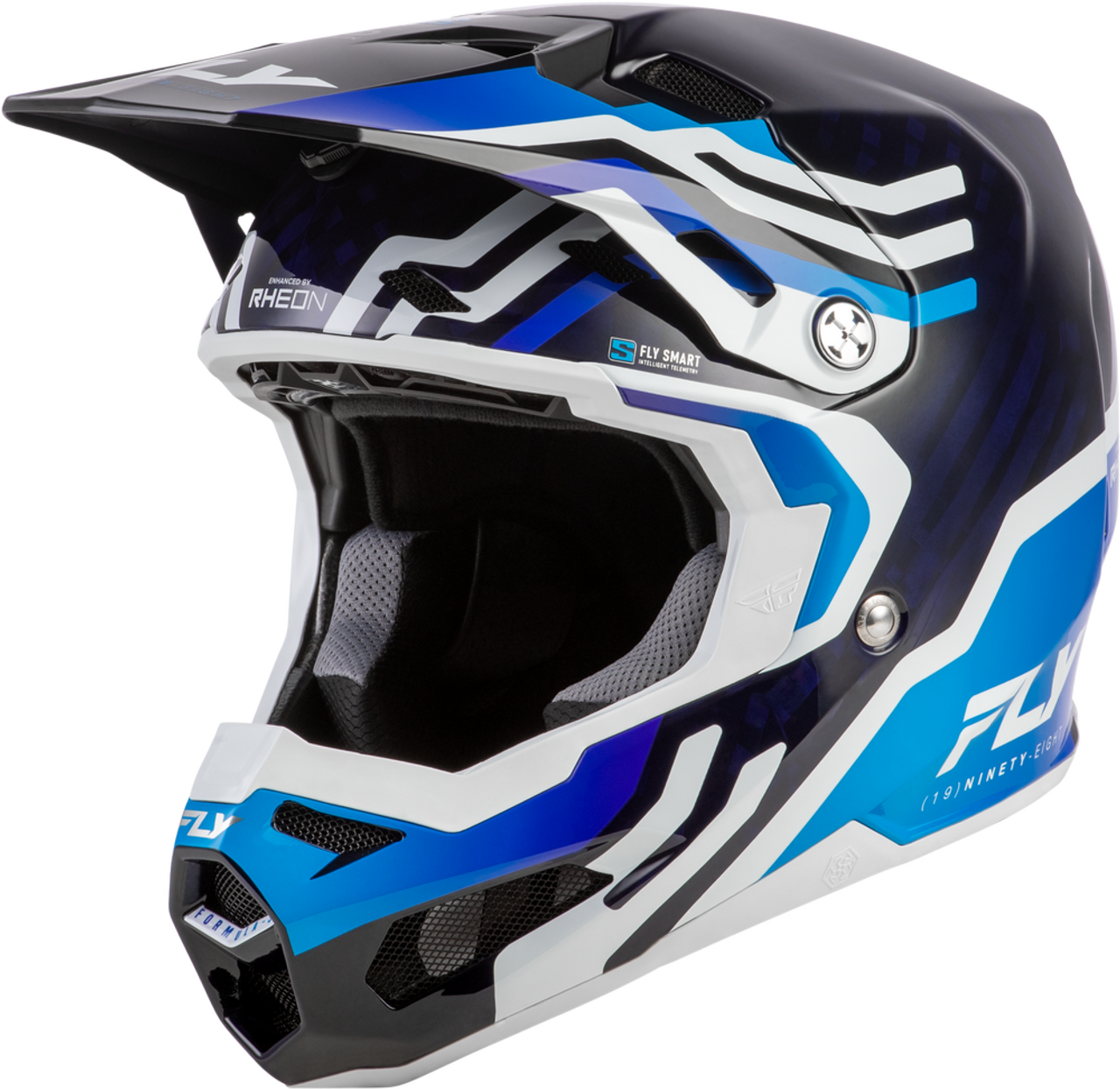 fly racing motorcycle helmet Fly Racing Formula S Carbon Byte Helmet Blue Carbon/Blue/White XL