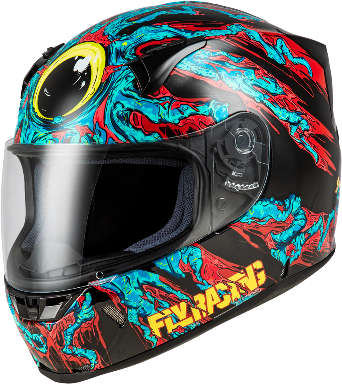 fly motorcycle helmet 5x Fly Racing Revolt Space Creep Helmet Light Blue/White/Pink Xs