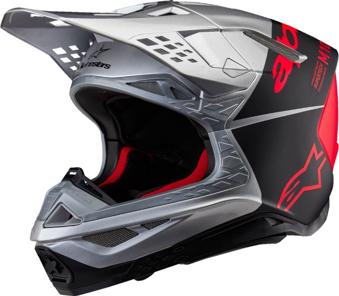 Alpinestars Supertech M10 Flood Helmet-Silver/Black/Orange Fluo-L