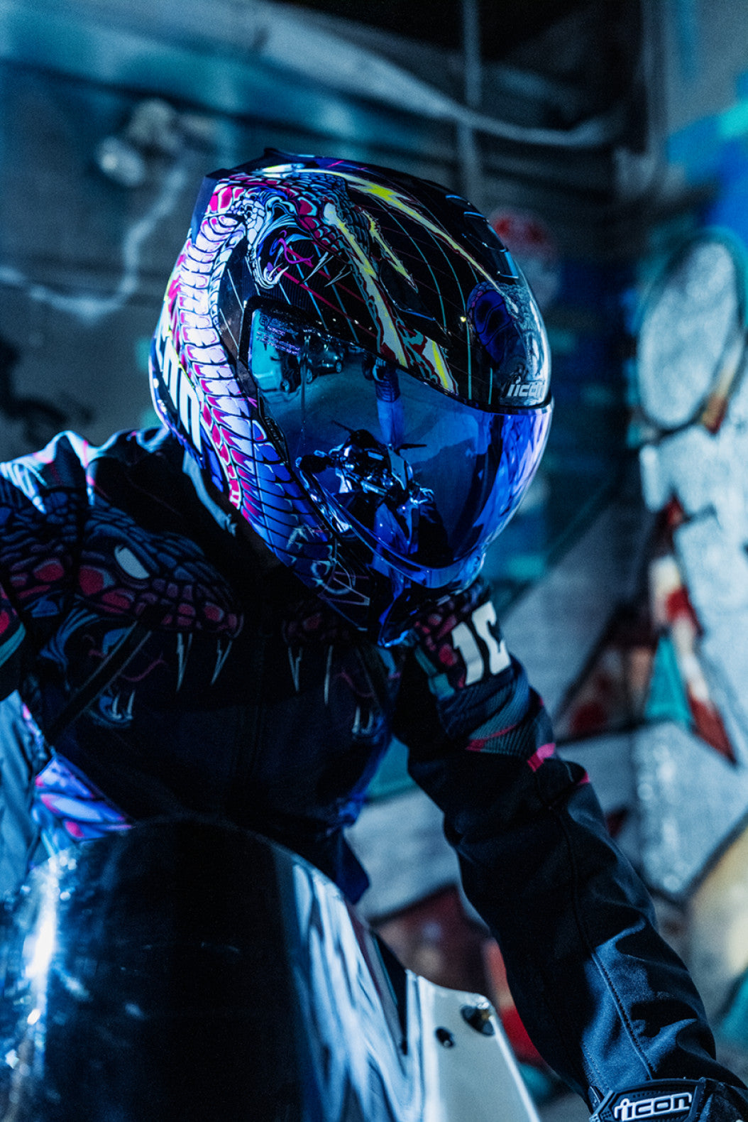 Icon Threshold Synthwave Lazer Cobra Modular Helmet