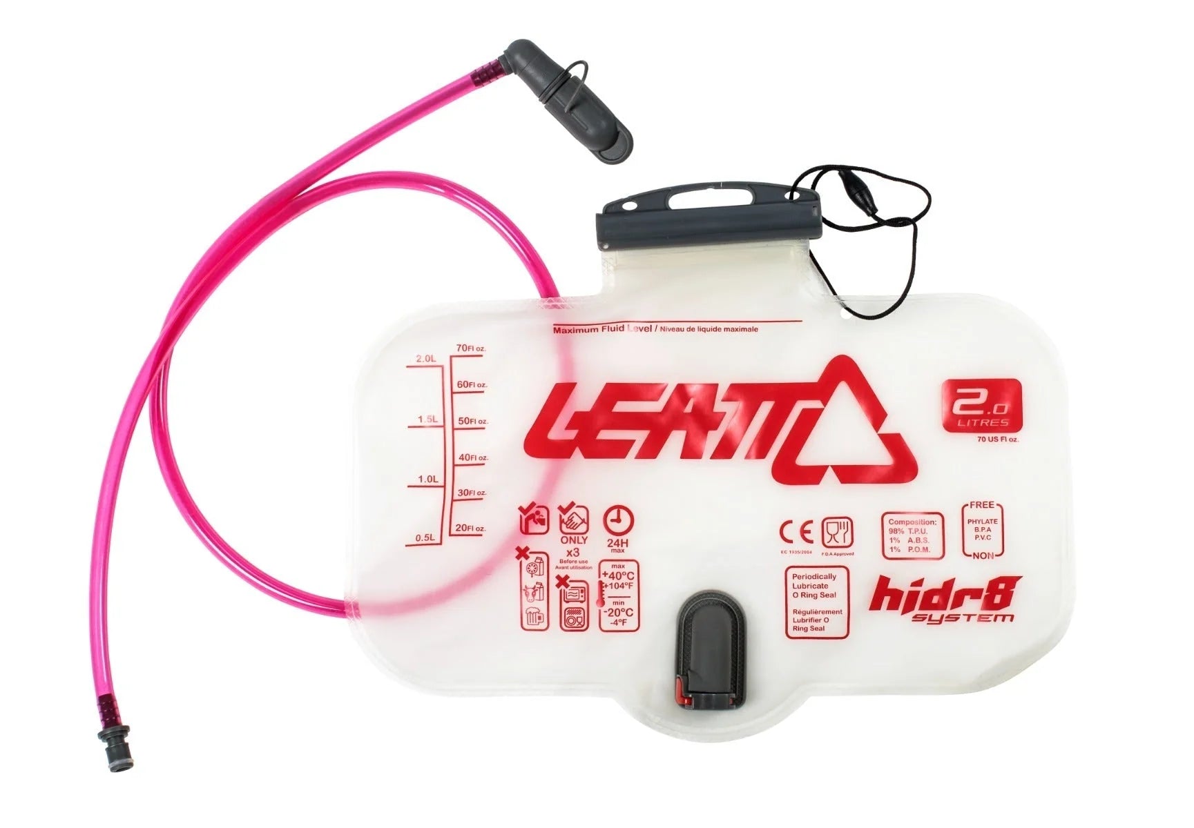 Leatt Bladder Flat CleanTech 2L Horizontal (70oz) w Tube and Bite Valve