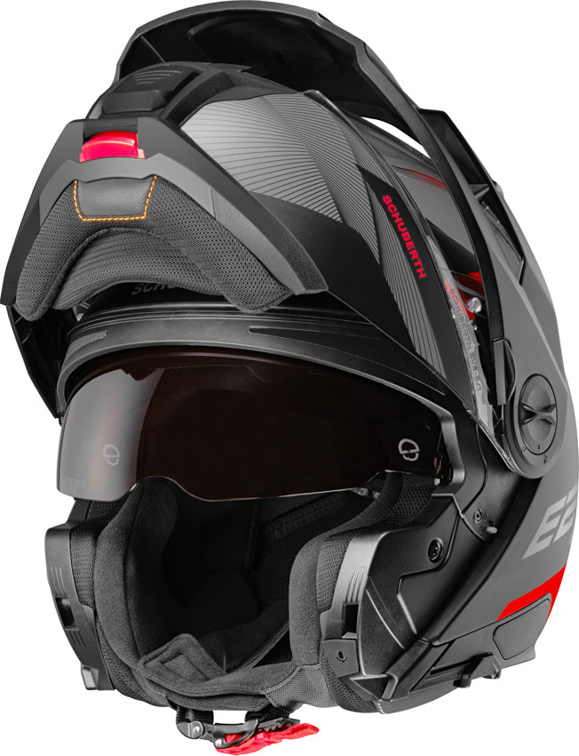 Schuberth E2 Defender Helmet, black-matt/red, Size S (55)