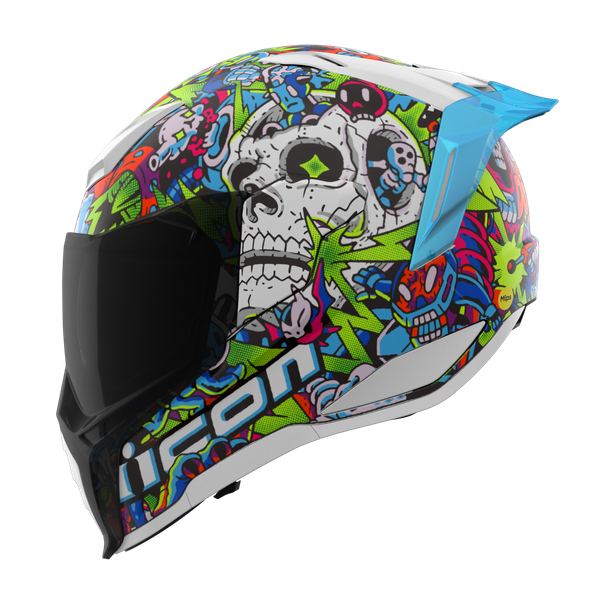 icon airmada lucky lid 2 helmet medium ICON - Ultraflite Helmet - Doodle 3 - MIPS - Blue