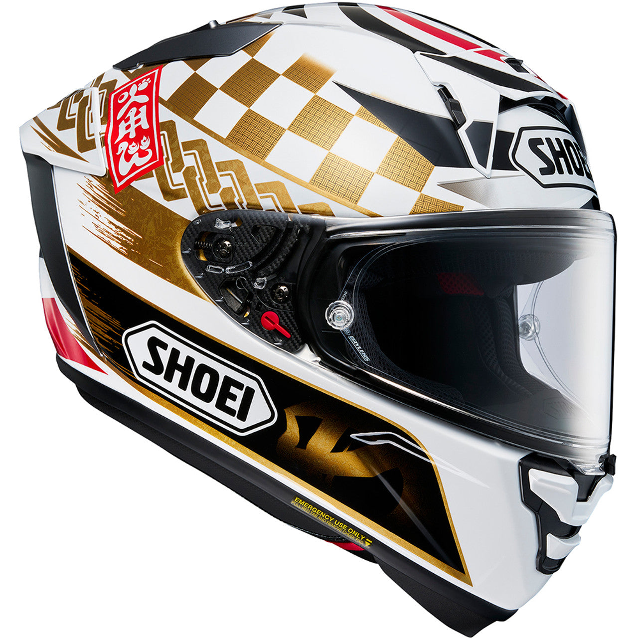 marc marquez gold shoei helmet Shoei X-Fifteen Marquez Motegi 4 Helmet — Motorcycle Gear