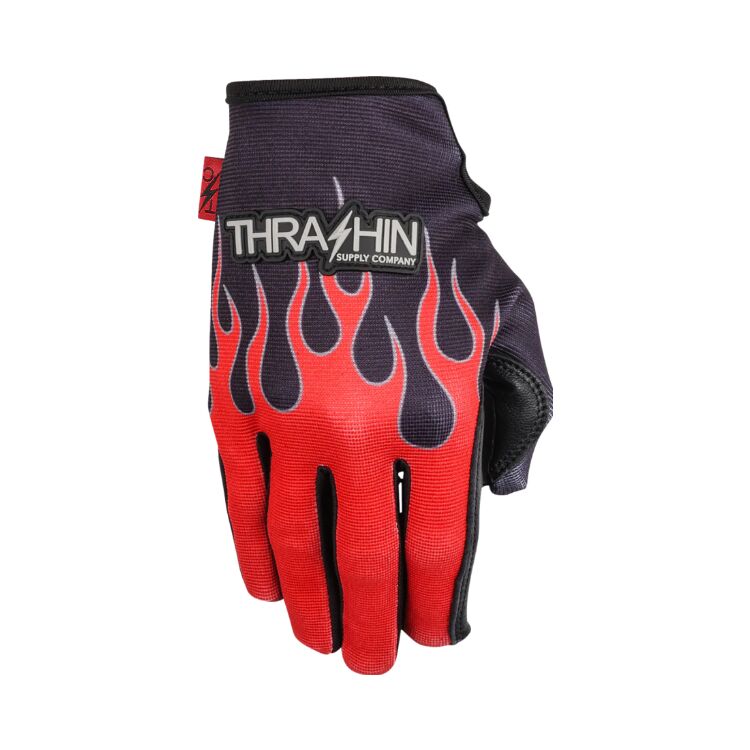 THRASHIN SUPPLY CO Stealth Leather Palm Flame Gloves