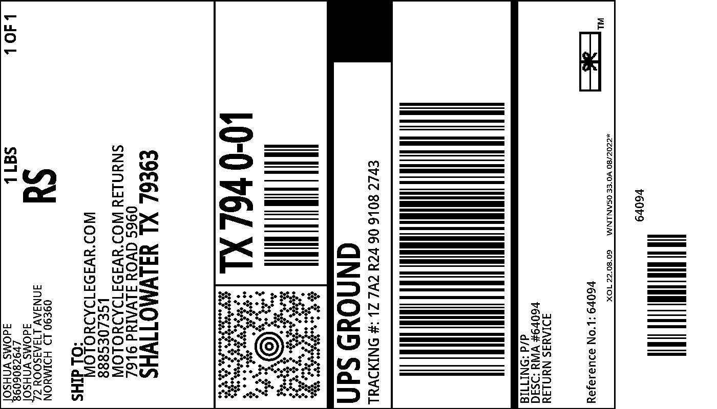 UPS Electronic Return Label View Print Label